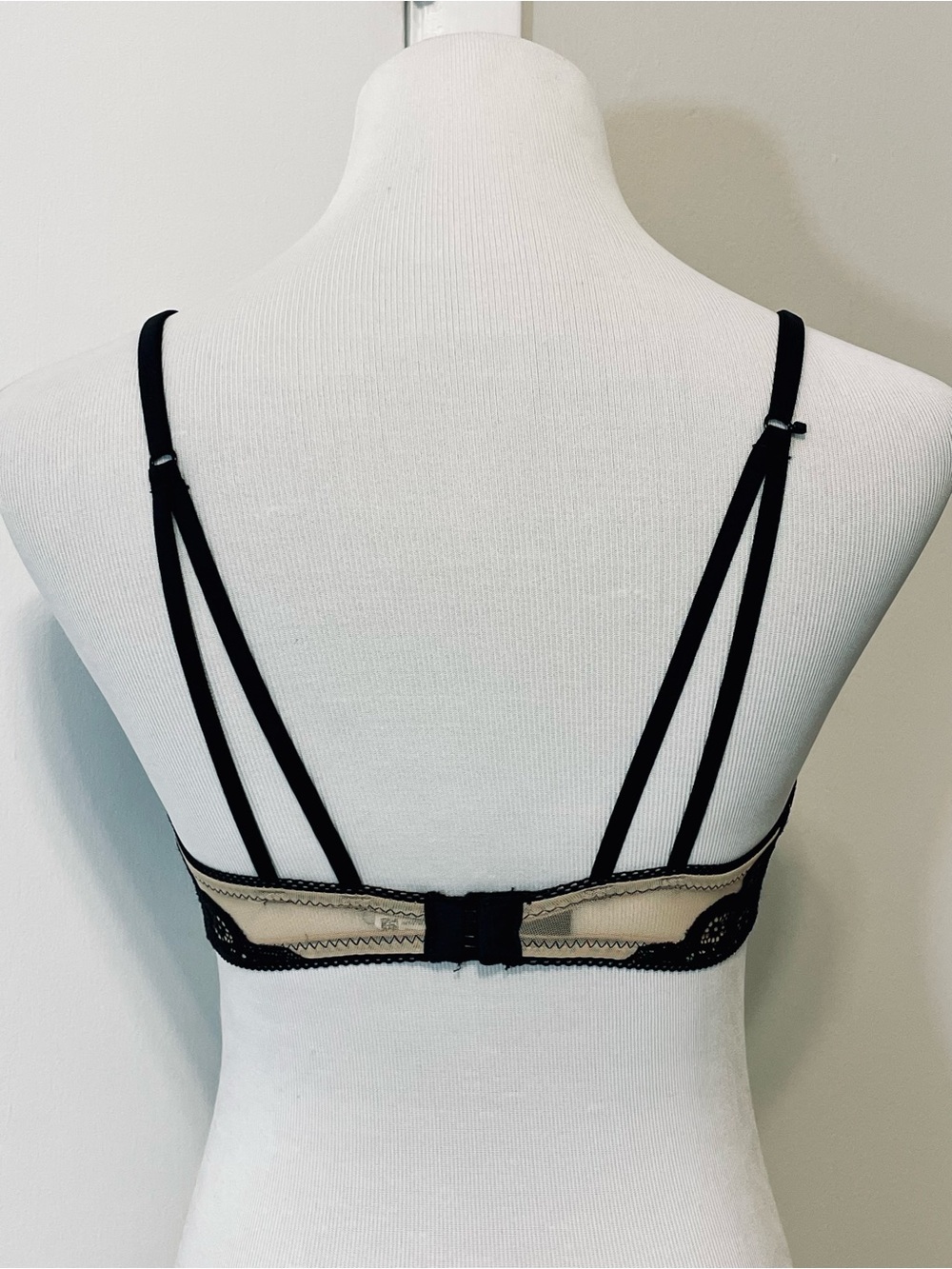 Aerie Real Happy Wireless Lightly Lined Bra Black & Tan Queens’s Lace Size 32D - Picture 9 of 11